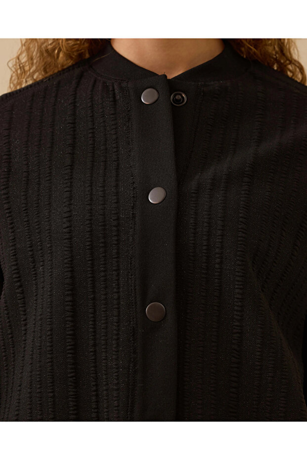 Hakim Yaka Çıtçıt Düğmeli Ceket - 4