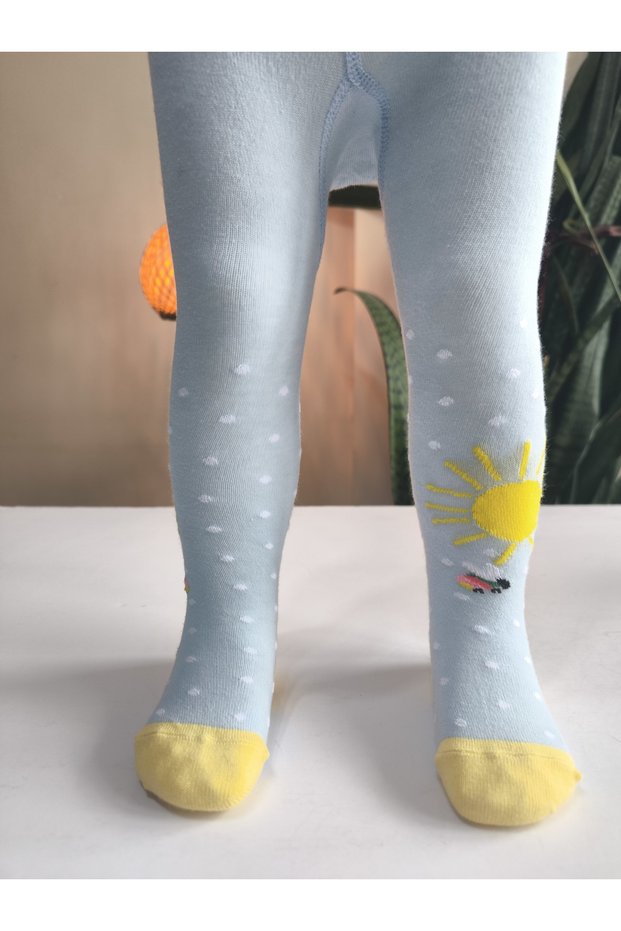 Baby Girl Children's Pantyhose Cotton Anti-Sweat Vibrant Colors Sunny Blue Single