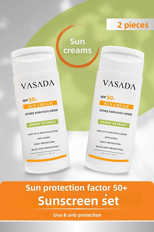 2 قطعة كريم واقي من الشمس حماية عالية SPF 50 جوفا 50 مل