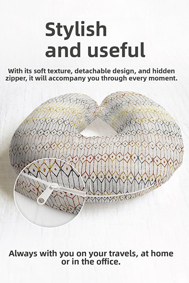 Ethnic Pattern Ergonomic Neck Pillow - Colorful Geometric Stripes Adult Travel Pillow