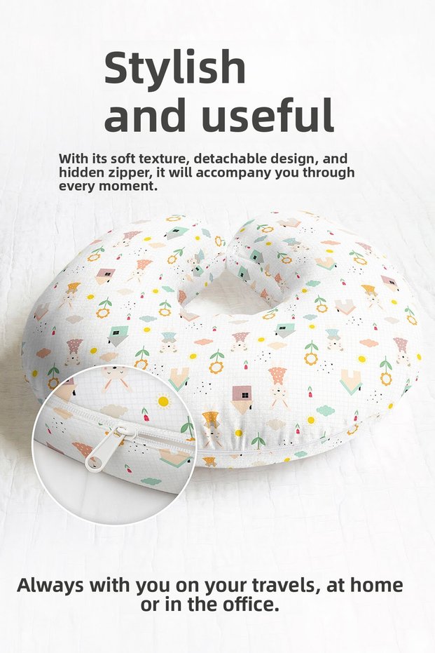 Cartoon Character Cotton Neck Pillow - Pastel Colored Kids & Adults Patterned Travel Pillow