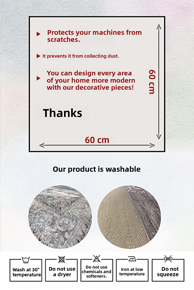 Anti-Slip Base Washing Machine Cmş18 - Modern Useful Washable Mat Surface - 6