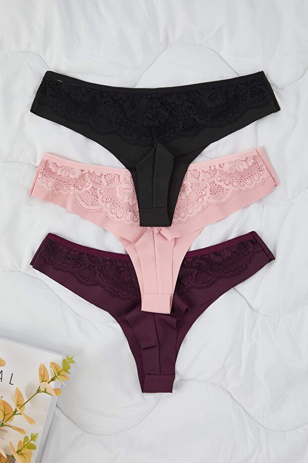 Pembe-Çok Renkli 3'lü Micro Tanga Külot THMAW26KU00042 - 5