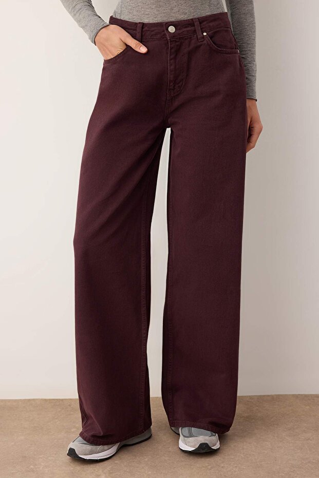Bordo Normal Bel Loose Baggy Jeans TWOAW26JE00203 - 1