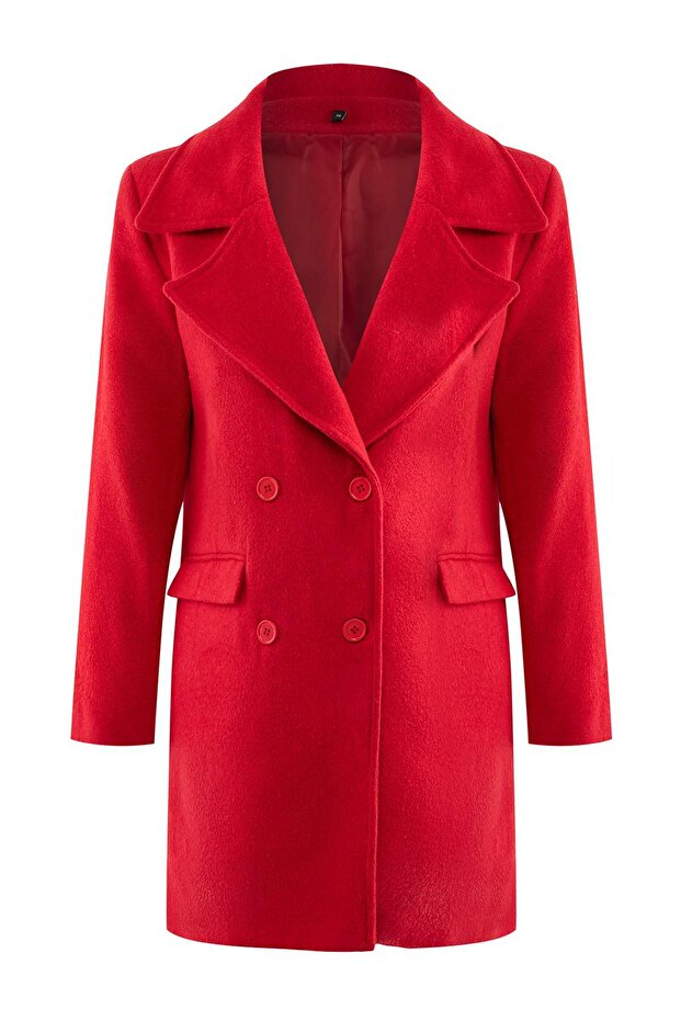 Červený kabát v běžném střihu - Twoaw23kb00029 - 8