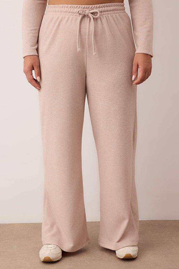 Bej Yumoş Crop ve Wide Leg/Geniş Paça Örme Alt Üst Takım TBBAW26CP00005 - 3