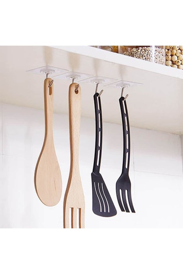 5 Pieces 6X6 cm Transparent Self-Adhesive Waterproof Strong Hanger with Hooks