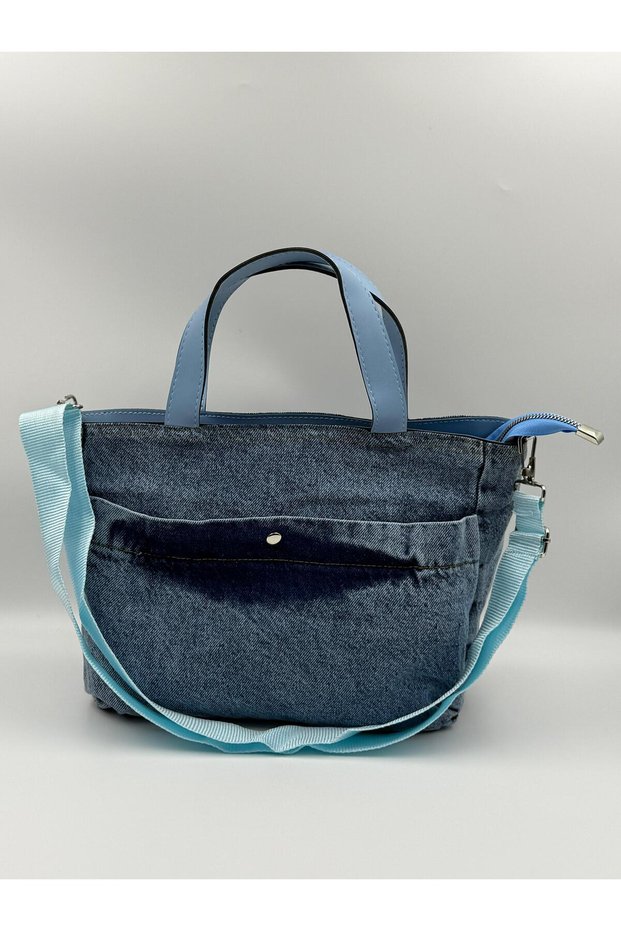 Denim Jeans Women's Shoulder & Hand Bag – with Detachable Strap