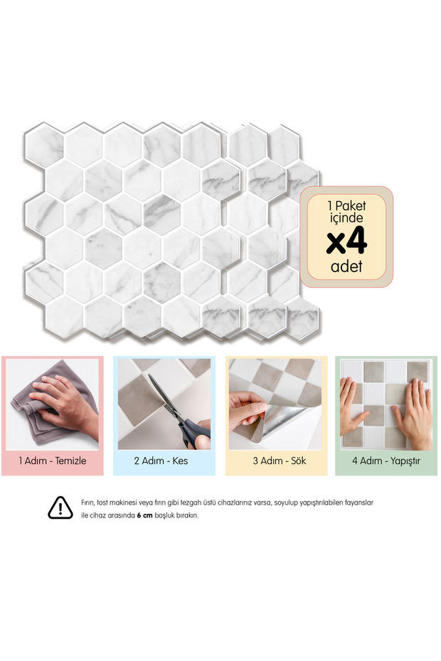 3d Kendinden Yapışkanlı Duvar Karosu 30,5 cm x 30,5 cm (4 ADET) 0,371 m² - 1