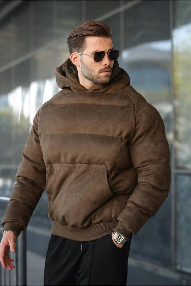 Khaki Hooded Men's Puffer Jacket 7235