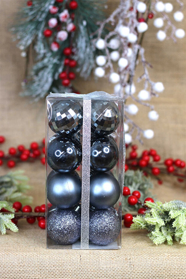 Christmas Tree Decorations Balls 5 cm Diameter 4 Models 4 Pieces of Each Model 16 Pieces in a Total Box - 1