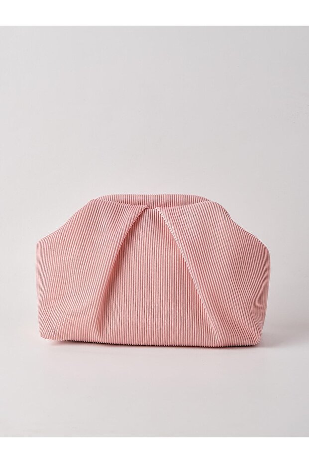 Heybes Women's Pink Pleated Clutch Handbag