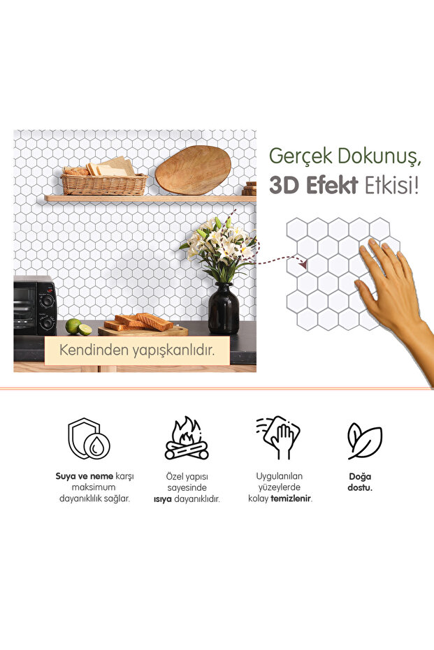 3d Kendinden Yapışkanlı Duvar Karosu 30,5 cm x 30,5 cm (4 ADET) 0,371 m² - 2
