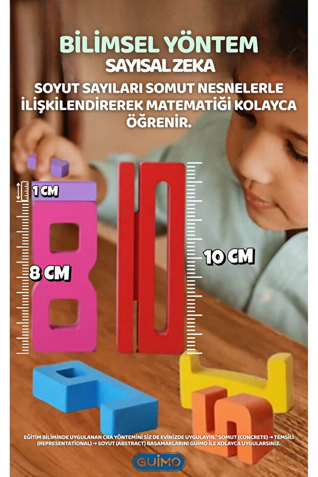 Eğitici Oyuncak Montessori Ahşap Sayı Blokları – 3 4 5 Yaş Okul Öncesi Matematik & Yapı Seti - 4