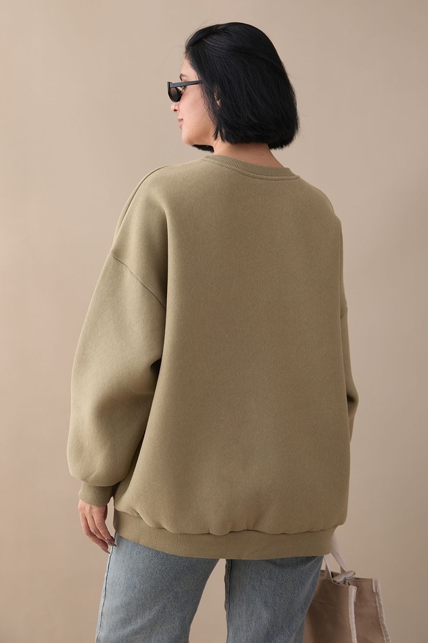 Şardonlu Basic Haki Sweat - 3