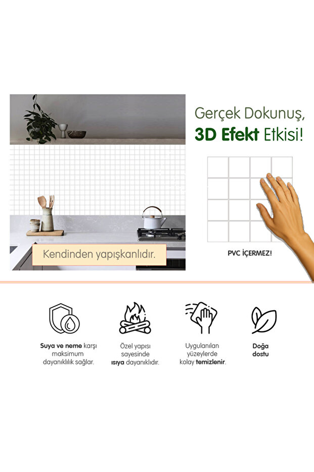 3d Kendinden Yapışkanlı Duvar Karosu 30,5 cm x 30,5 cm (4 ADET) 0,371 m² - 2