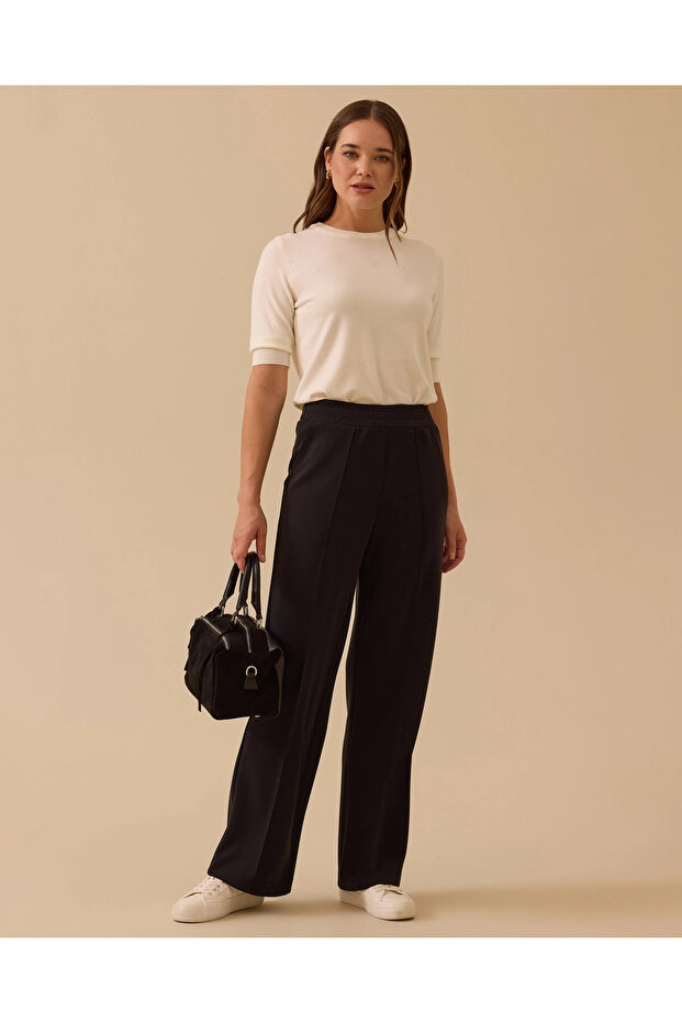 Elastik Bel Bol Paça Pantolon - 2