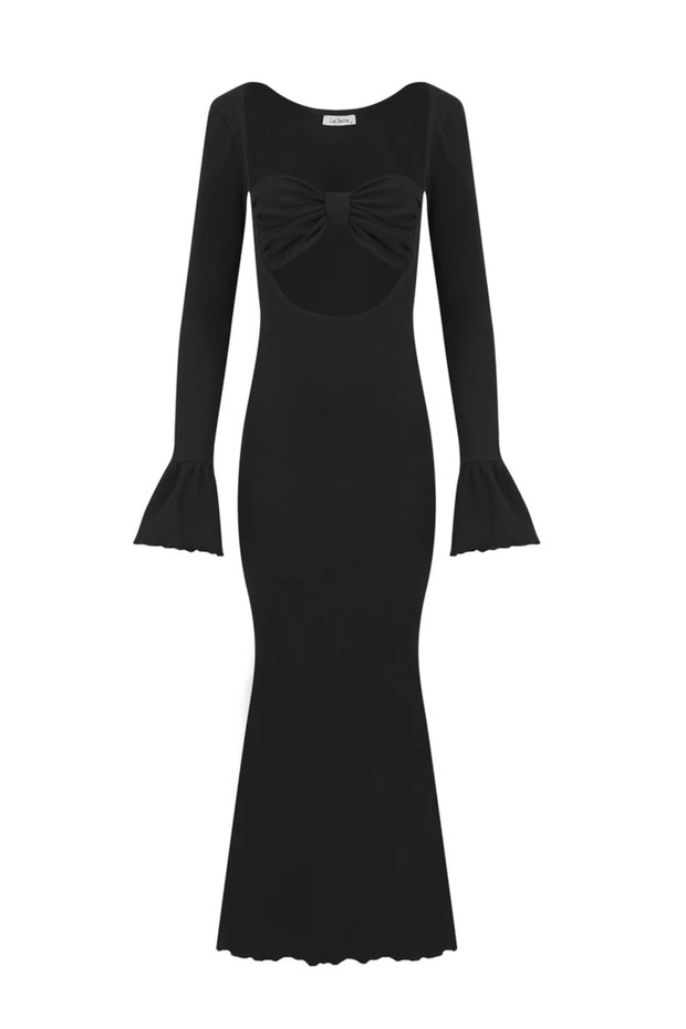 Alicante Black Camisole Long Dress with Chest Detail