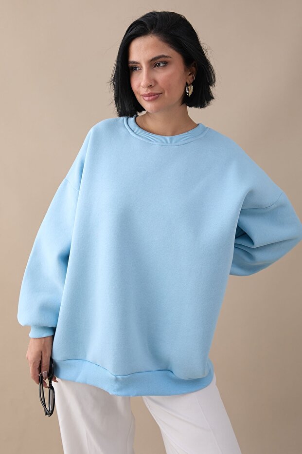 Şardonlu Basic Açık Mavi Sweat - 1