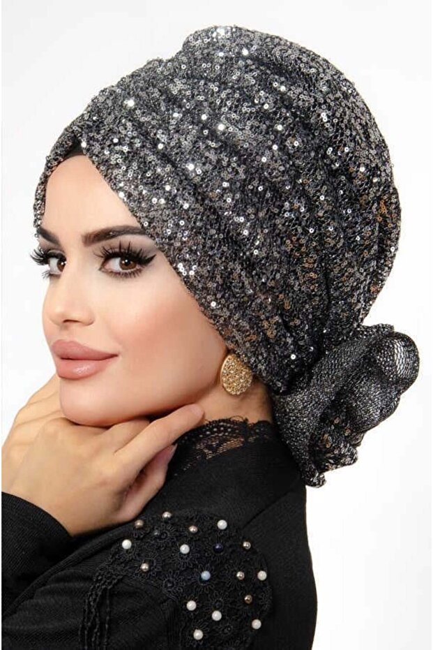 Gümüş Pullu Abiye Bone - 4