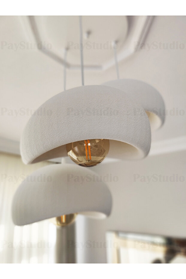 Beton Görünüm 3 Lü Sarkıt Avize Bohem Modern Rustik (E27 Ampul Hediyedir.) - 6