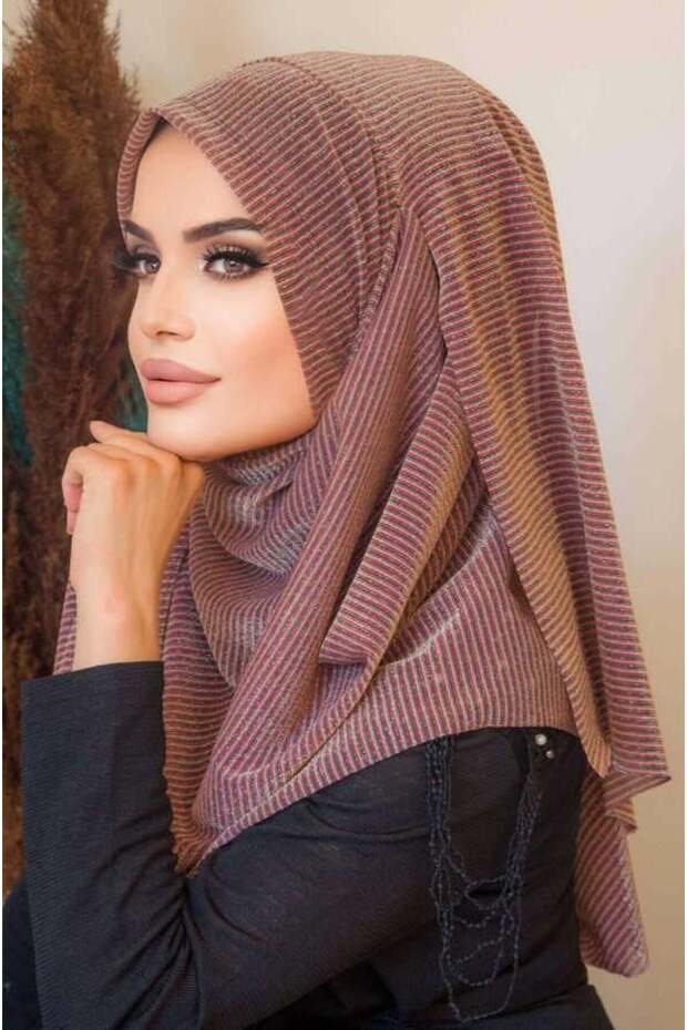 شال مزدوج منقوش بخط نحاسي - 2