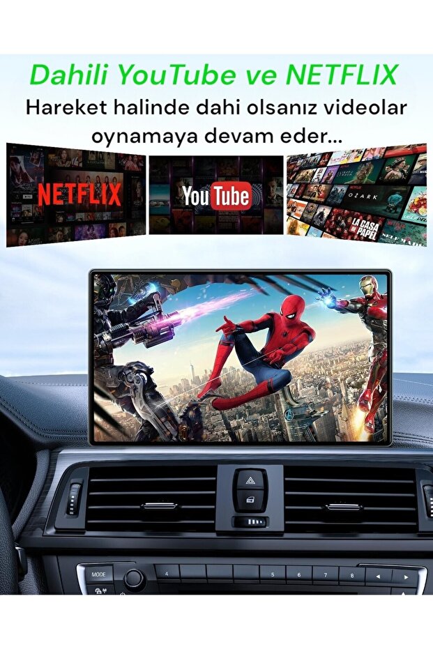 3in1 Android Mini Ai Box Androıd13 Carplay Androidauto Netflix Youtube Hareket Halinde Video İzleme - 3