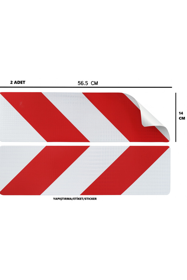 Vehicle Warning Sign Sticker-Tüvtürk Approved-Red and White-Adhesive-Sticker (56.5 X 14 cm) 2 Pieces
