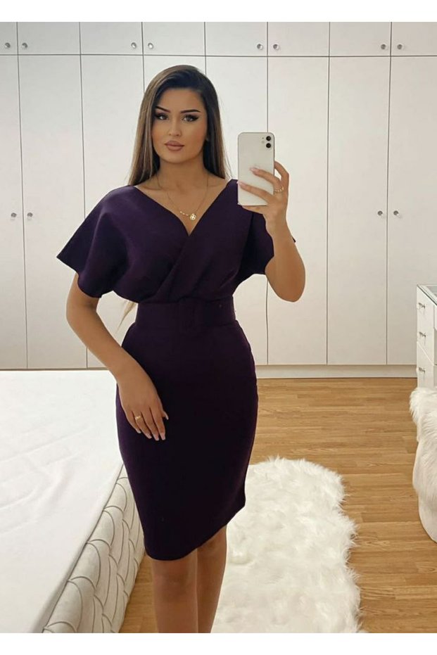 Legendary Women's Plum, Diver Fabric Belt Dress