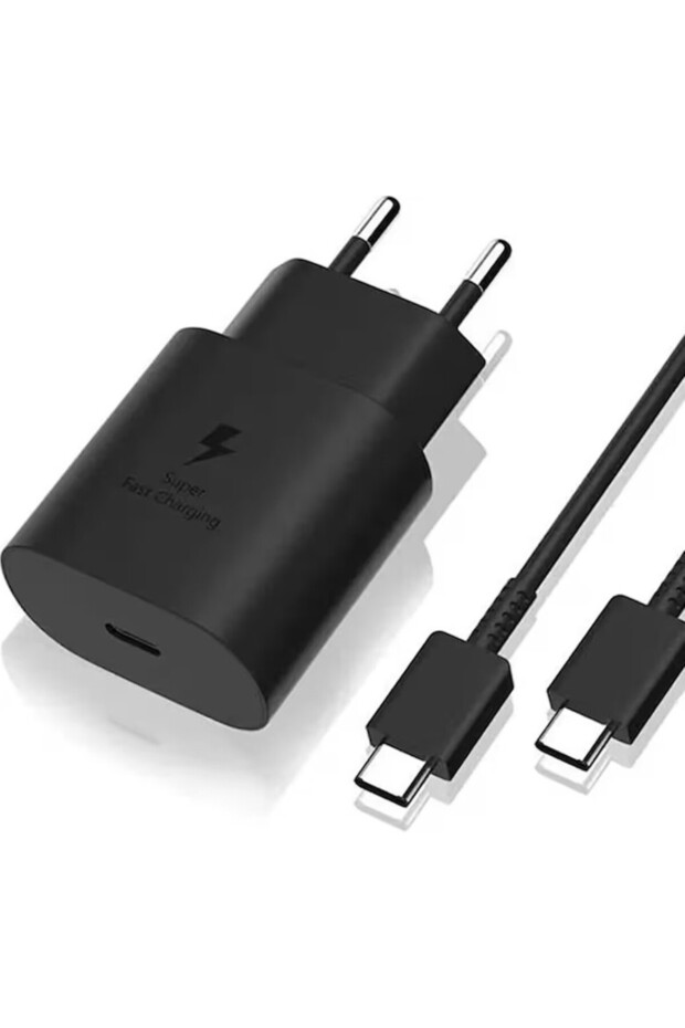25W Hızlı Şarj Aleti Type-C Çıkışlı Type-C To Type-C Kablolu Şarj Cihazı Siyah - 1