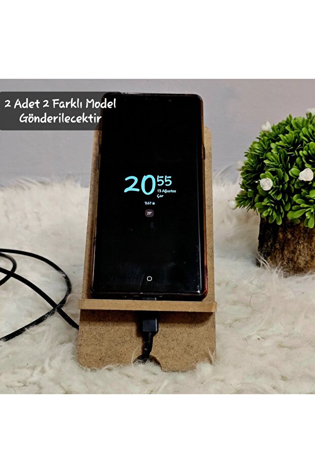 Wooden 2 Pieces Tablet Phone Stand Raw Paintable Decorative Phone Holder