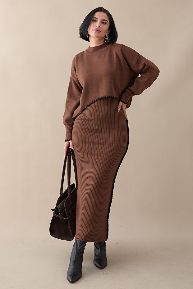 Boydan Bias Double Bitter Brown Knitwear Set