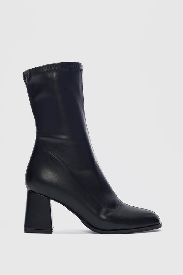 Pensa Short Heeled Stretch Boots - Black
