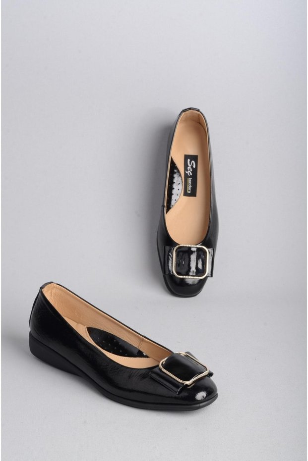 Select 25142221 genuine leather comfort women's shoe black patent