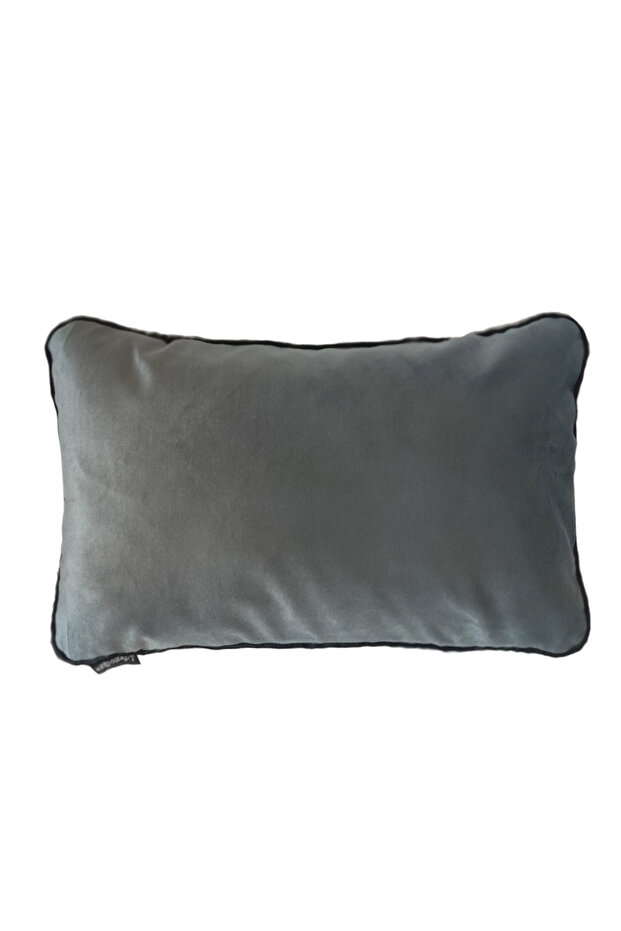 Throw Pillow Pillow Case Anthracite Color 50X30 with Black Piping on the Edges