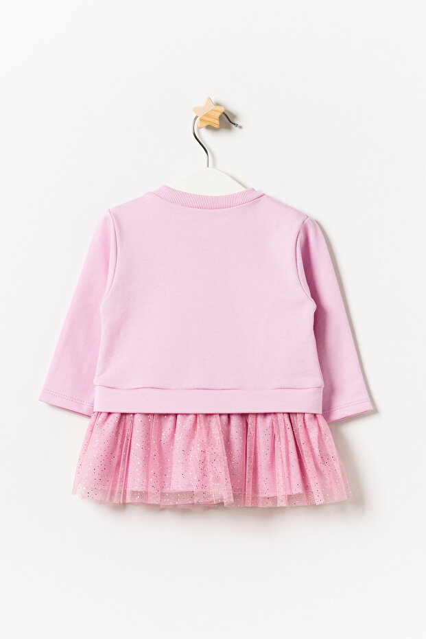 Mevsimlik Uzun Kollu %100 Pamuk Astarlı Kız Bebek Tüllü Elbise - 4