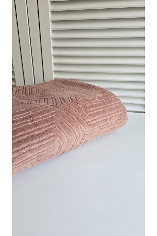 Tek Kişilik Battaniye Kalın Embos Pudra - 5