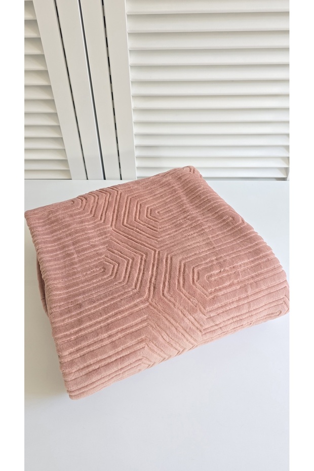 Tek Kişilik Battaniye Kalın Embos Pudra - 6