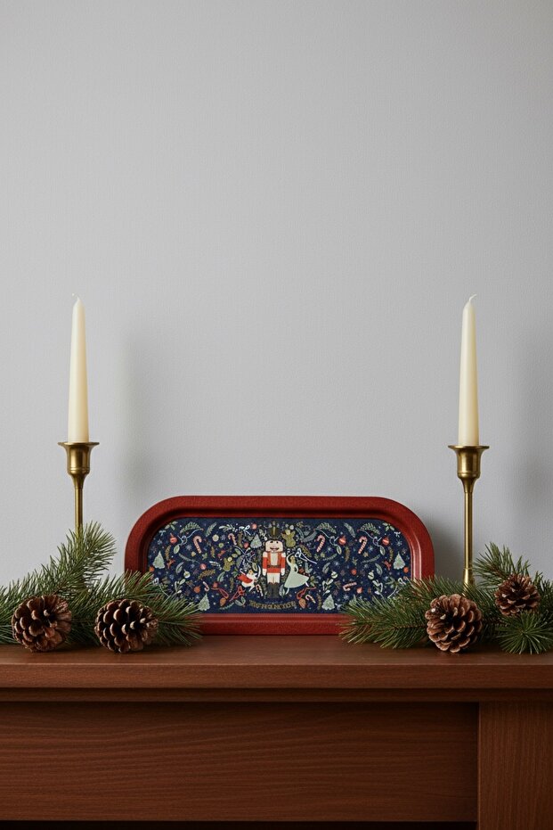 Nutcracker Patterned Metal Baton Tray, Presentation Tray - 1
