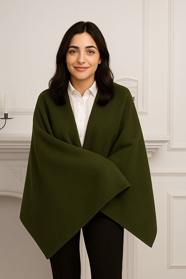 Khaki Fleece Shawl Scarf Shoulder Shawl Cafe, Restaurant, Hotel Shawl