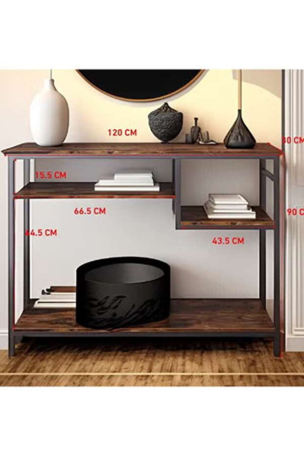 Console Table with 4-Tier Storage Shelves, Entryway Side Table with Charging Station and Power O - 4