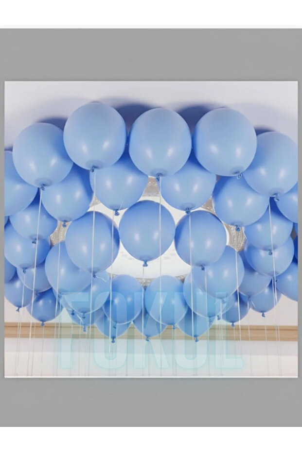 25 Light Blue Balloons - Balloon String - 100 Balloon Tape Adhesives - Birthday Bride Balloon Set