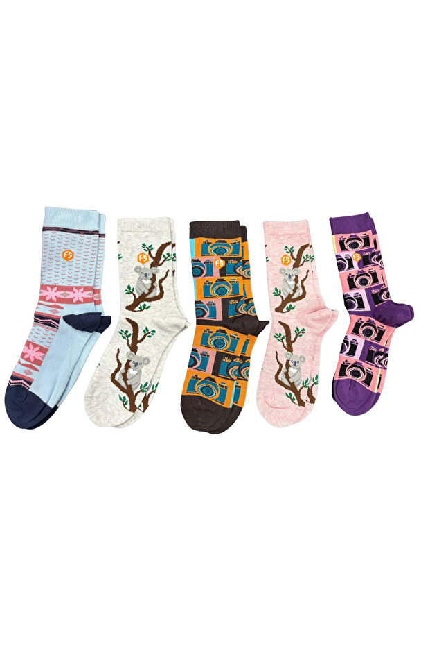 Girl's Colorful Patterned Casual Cotton Seamless Socks