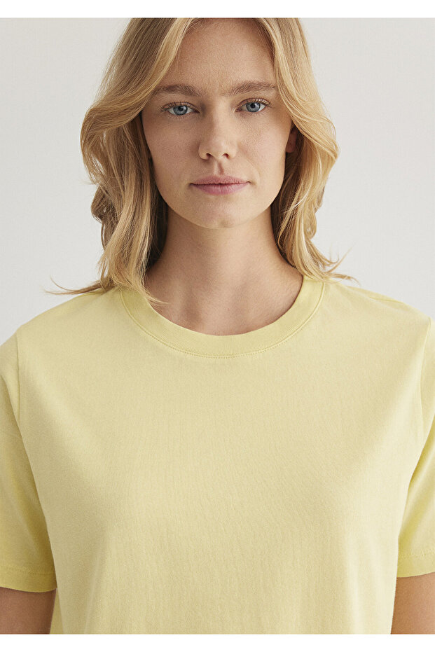 Sarı Basic Tişört Regular Fit / Normal Kesim 1600955-71303 - 5