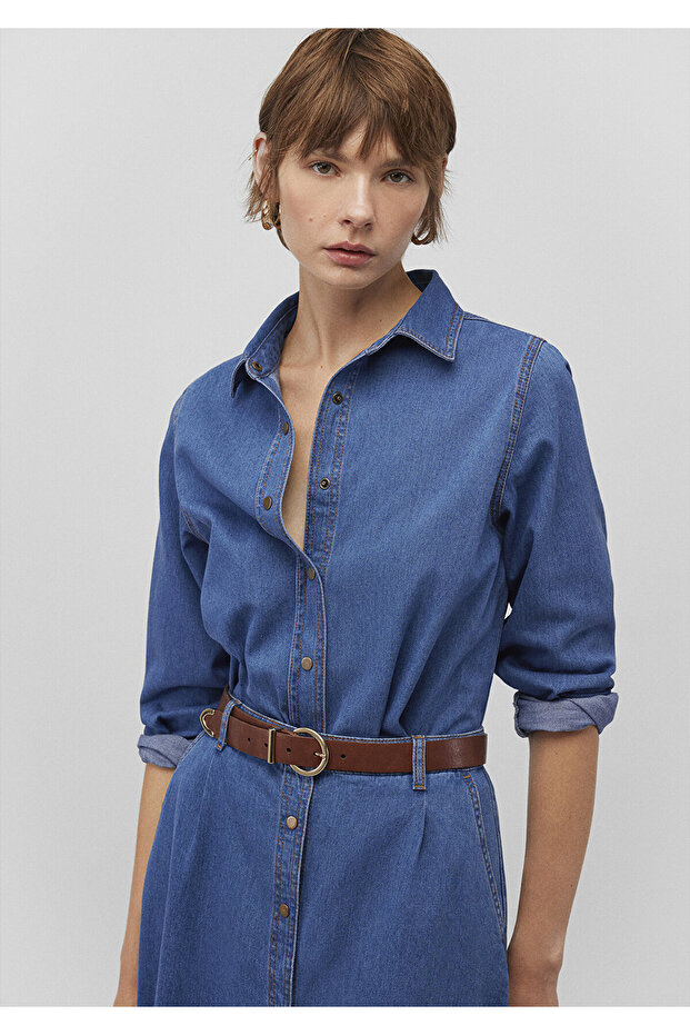 Navy Blue Denim Shirt Regular Fit / Regular Fit 1210959 -85481