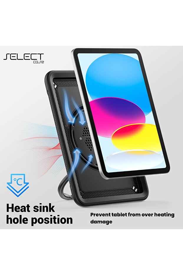 جراب مقاوم للصدمات لجهاز iPad 9th مقاس10.2بوصة - تصميم آمن للأطفال مع حامل دوار 360 درجة وثيرمولاين - 8