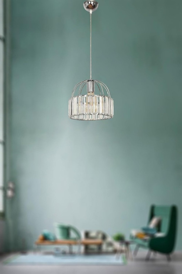 TİTANİA TEKLİ KROM KRİSTAL TABUT TAŞLI AVİZE TEKLİ MODERN AVİZE SALON ANTRE YATAK ODASI TAŞLI AVİZE - 3