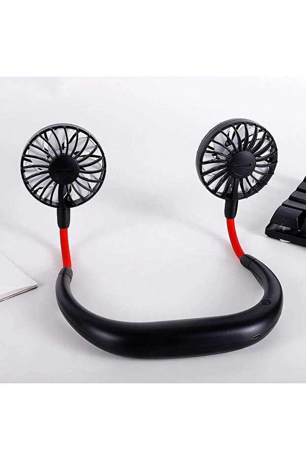 F-04 Eller Serbest Boyuna Asılabilir Şarjlı 3 Kademeli Vantilatör Klima Soğutucu Fan Siyah - 1