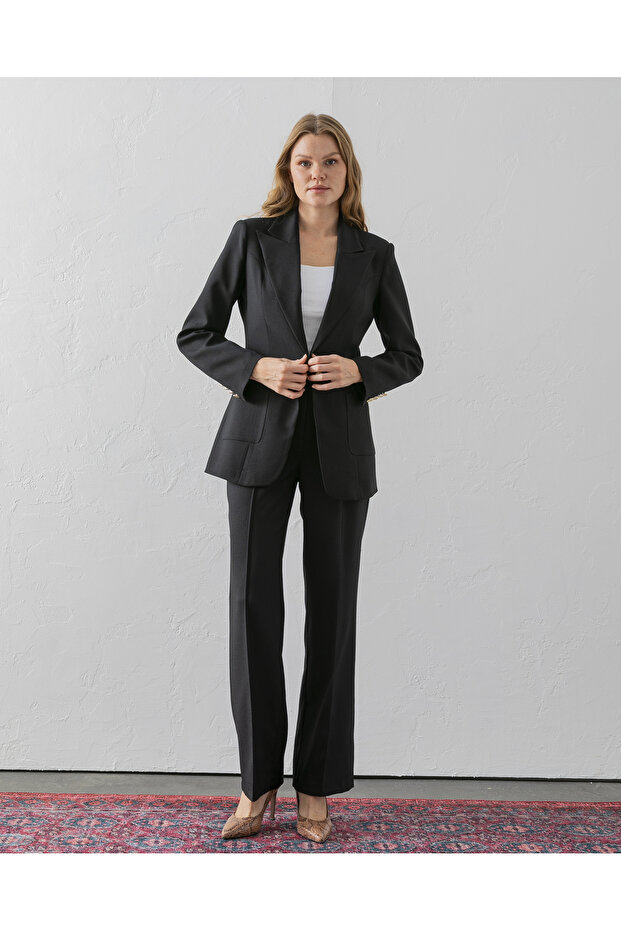 Double Pocket Polyviscon Blazer Jacket - 2