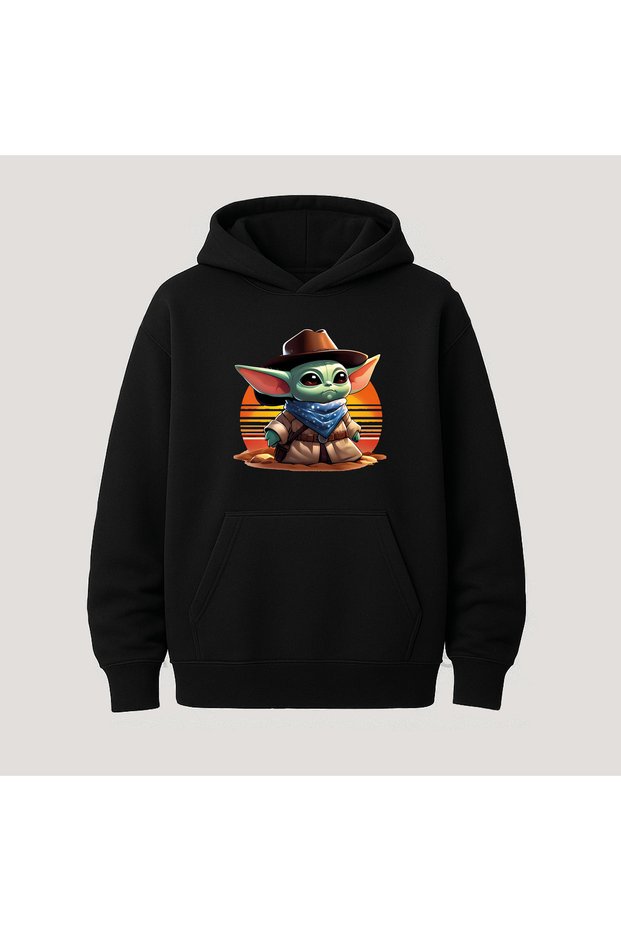 Baby Yoda Printed Kangaroo Pocket Cotton Hooded Long Sleeve Hoodie Sweatshirt